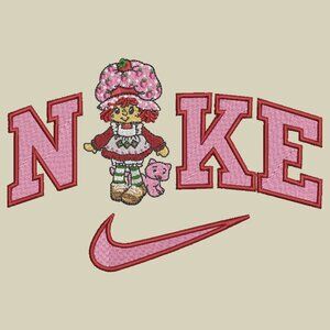 Nike Strawberry Shortcake HOODIE Embroidered Adult Hooded Sweatshirt 80s Cartoon
